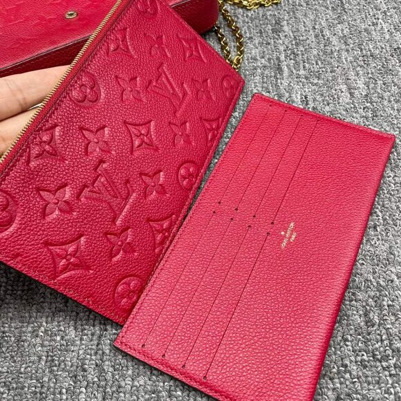 100%  Authentic Louis Vuitton Pochette Felicie Red W/P Monogram Shoulder Bag - Picture 13 of 16